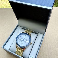 New in Box - Geoffrey Beene Blue Sapphire Men's Watch - Gold-tone Mesh Band
