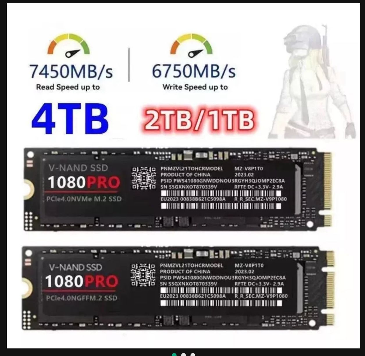 4TB 2TB 1TB M.2 SSD 2280 NVMe PCIe 4.0 Internal Solid State Drive