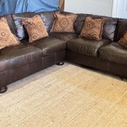 DARK BROWN GENUINE LEATHER SECTIONAL BY ASHLEY FURNITURE, DELIVERY INCLUDED