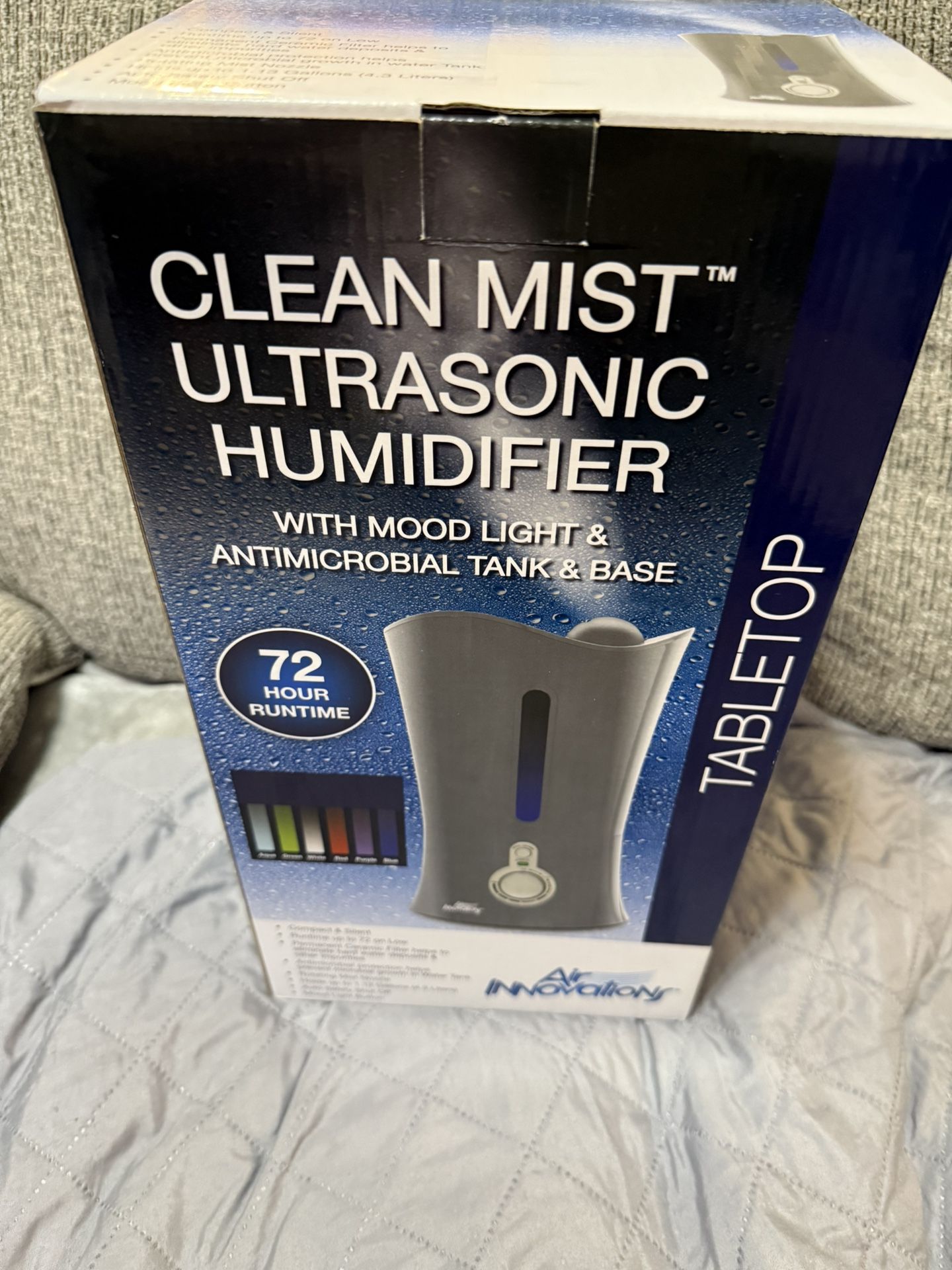 Air Innovations Clean Mist Ultrasonic Humidifier Light 72 Hour MH-407 1.1 Gallon