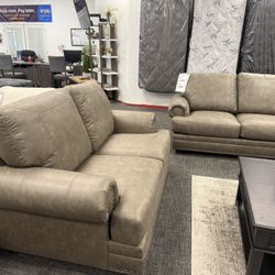 Brown 2pc Sofa & Loveseat set - FAST APPROVALS