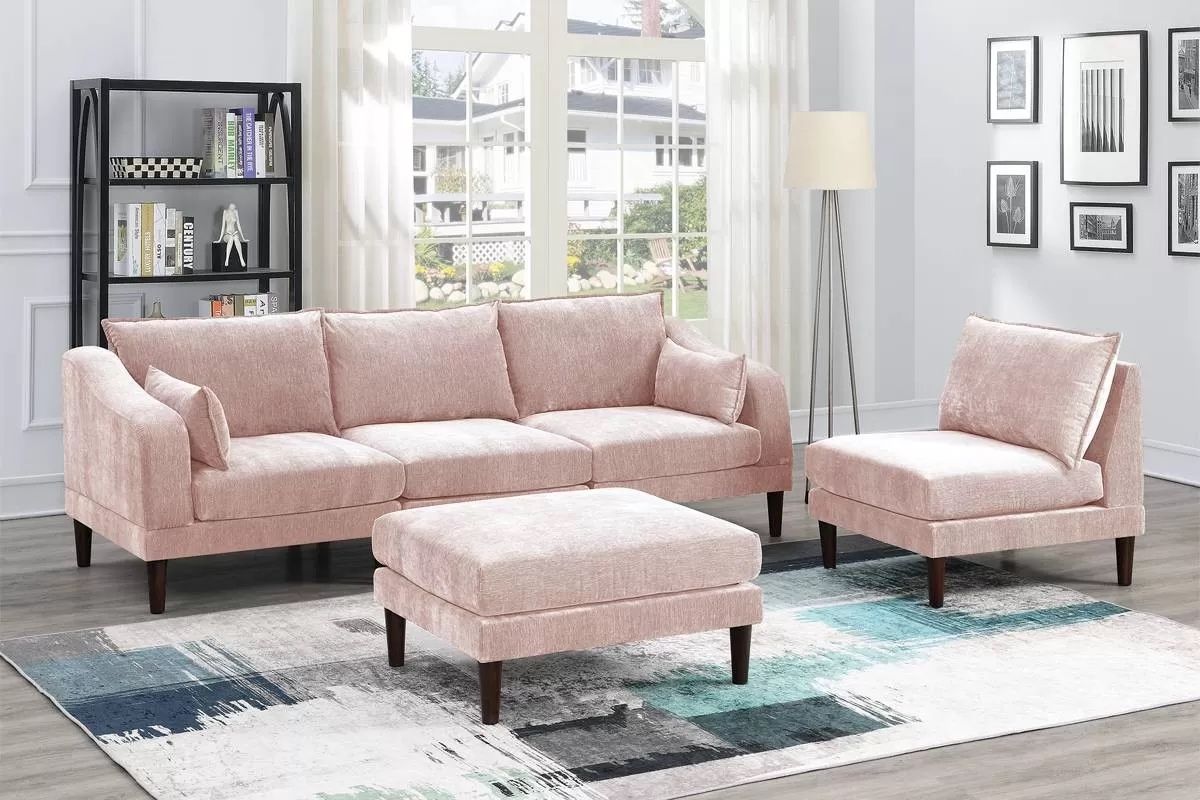 5 PIECE SOFA SET AND OTTOMAN
