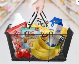Shopping Metal Basket With Handles, 16" x 12" x 7.5" ( Black )