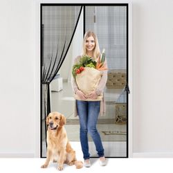 Magnetic Screen Door Fit Door Size 34 x 82 in- Heavy Duty Fiberglass Screen Door Mesh for Interior Door, Patio and Sliding Doors - Door Screen Magneti
