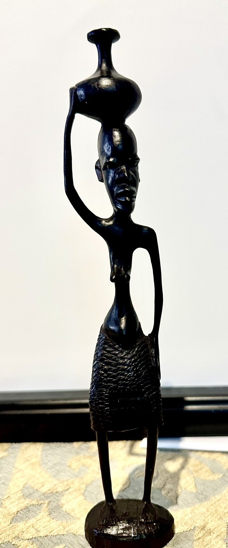 Fine original African art - hard wood hand carved figurine M276 H8xW1.5 inch Lbs 0.12
