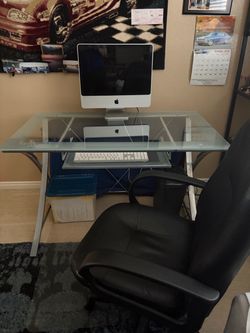 Desk Glass with Silver metal Frame multi function