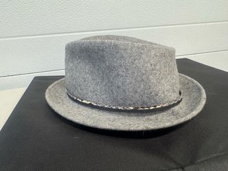 Gray Wool Fedora Hat with Snake Print Band