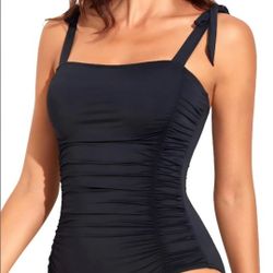 Small Rushed Swimsuit Tie Top- Trendy Womans
