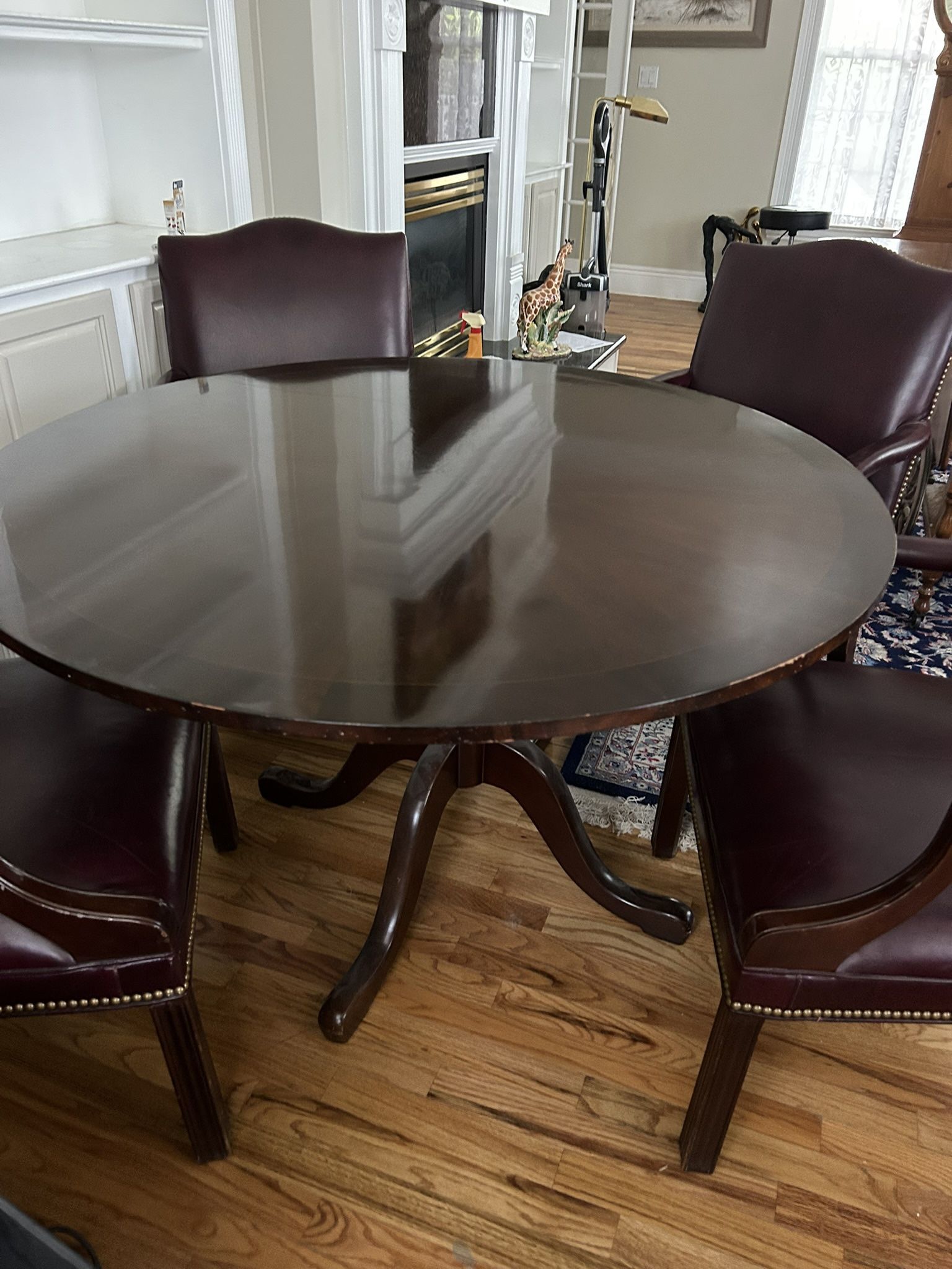 4 Gorgeous , Elegant Top Grade Leather Chairs & Matching Mahogany Table Sold Separately or as A Set