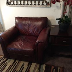 Genuine Leather, Deep plum, Rustics Occasional Chair