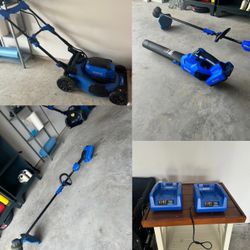 Kobalt Electric Lawn Mower, Weed Eater, & Leaf Blower (with 2 batteries, MINT condition)