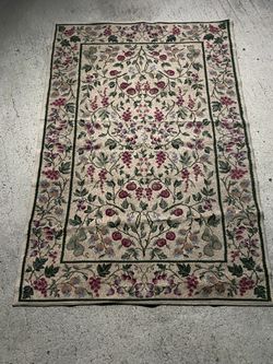 Asian machine woven floral beige/tan/cream with multi color details