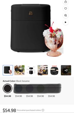Beautiful 1.5 Qt Ice Cream Maker with Touch Activated Display, Black Sesame by Drew Barrymore