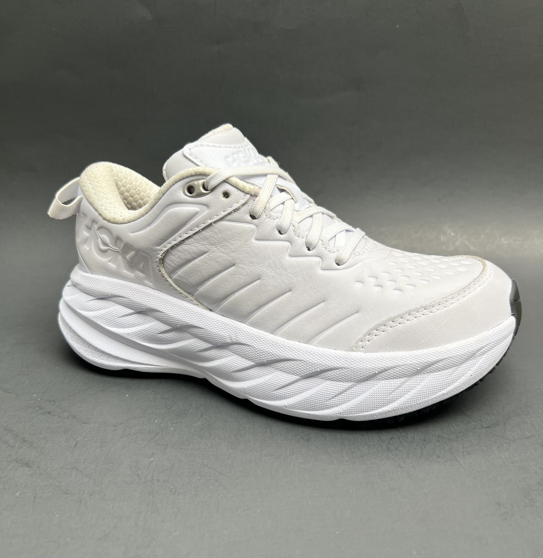 HOKA Bondi SR Women's White Leather Shoes Waterproof & Slip Resistant 5 US