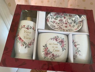 4 pack bath set soap dish, lotion,toothbrush holder