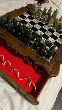 Carved Wooden Chinese Chess Board Set