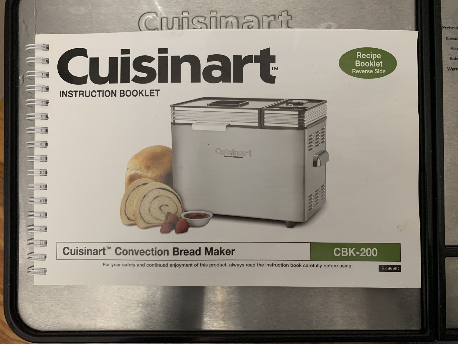 Cuisine Art Convection Bread Maker With Instructions