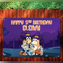 Bluey Trunk Or Treat Halloween Banner
