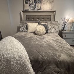 Queen Bed Frame, Mattress, and Box Spring for Sale!