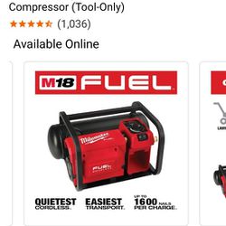 M18 FUEL 18-Volt Lithium-lon
Brushless Cordless 2 Gal.
Electric Compact Quiet
Compressor (Tool-Only)