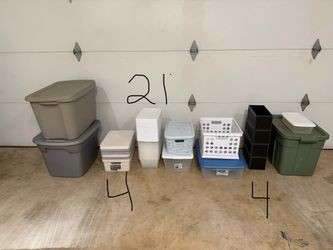 Mixed Lot of Plastic Storage Bins and Containers