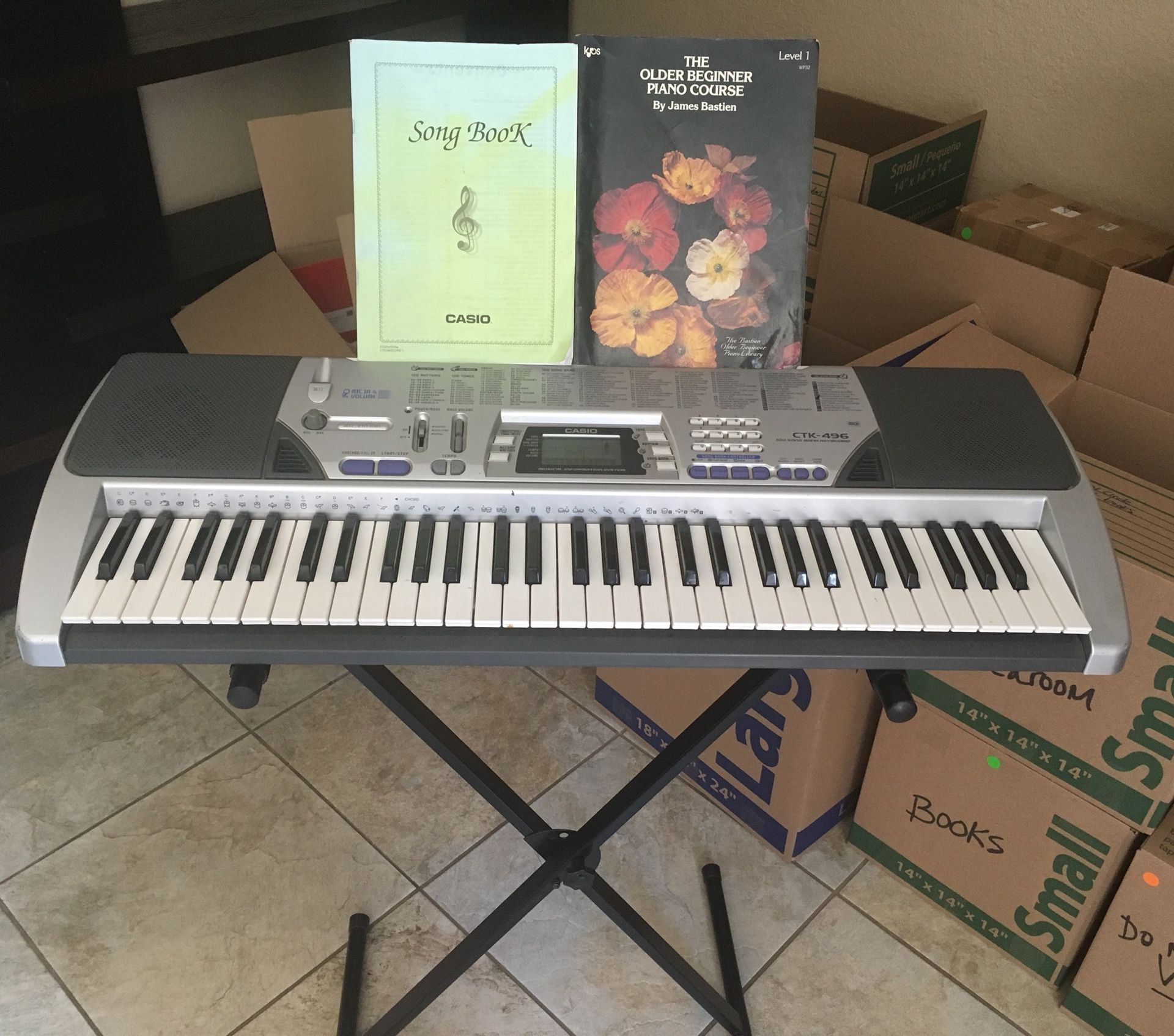 Casio CTK-496 with stand and 2 music books