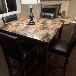 42 Inch 36 1/2 Inch Square Table And 4 Chairs 