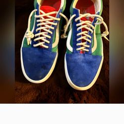 Vans Yacht Club Old Skool Suede Unisex (8/9.5) Blue/Green/Yellow EXCELLENT COND.