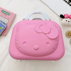 Sanrio Pink Hello Kitty Cosmetic Case, Travel Makeup Box, Mini Handheld Luggage.🎀✨️👜