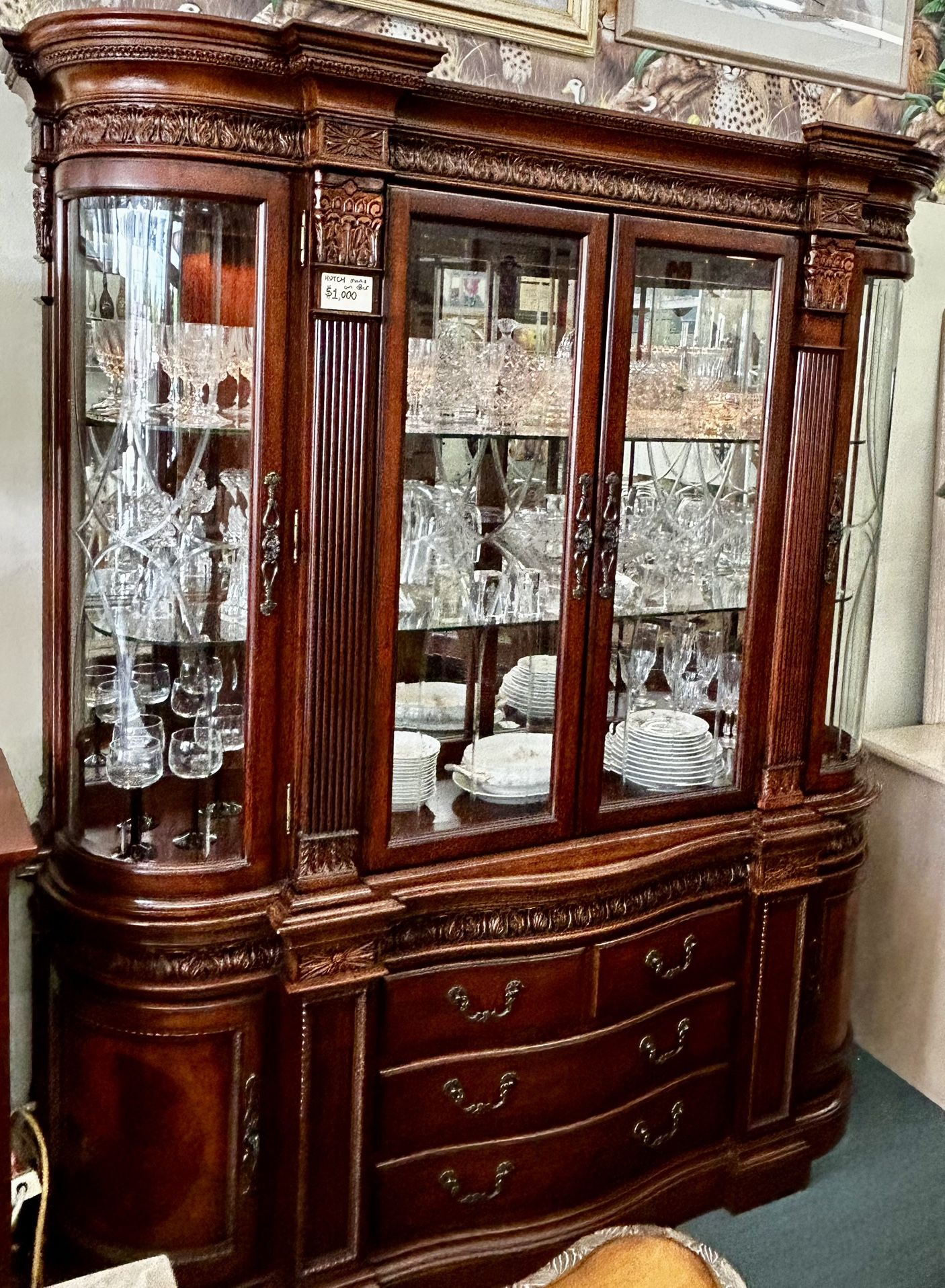 China Cabinet Hutch Dining Room Storage Display Estate Furniture