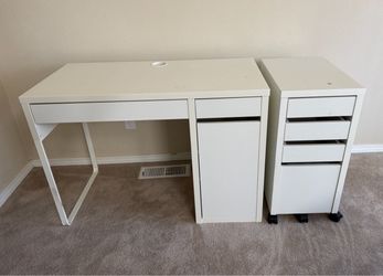 White Desk with Storage Units