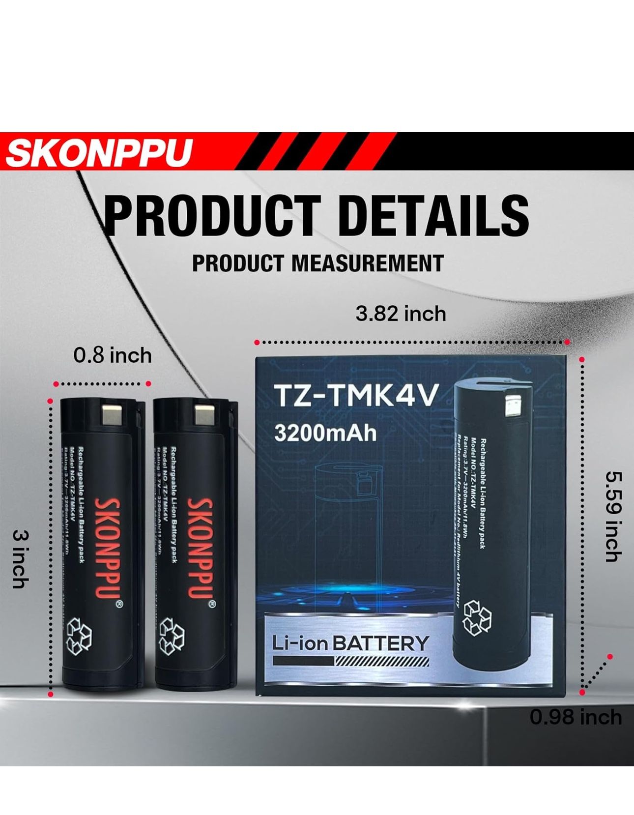 4V 2-Pack Battery for Milwaukee Flashlight and More Powertools,for 48-11-2131 Redlithium Lithium-Ion Milwaukee Headlamp Battery with Fast Charging.