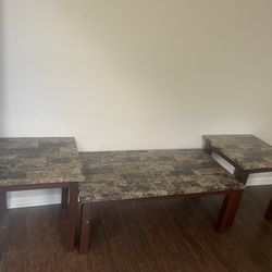 Brown Coffee Table And End Tables 