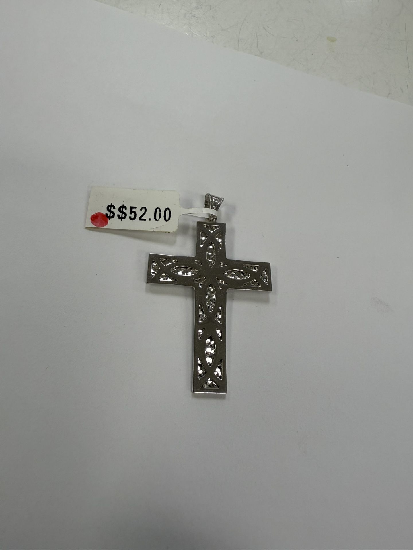 Sterling Silver Rhodium Plated Cross Charm Pendant 