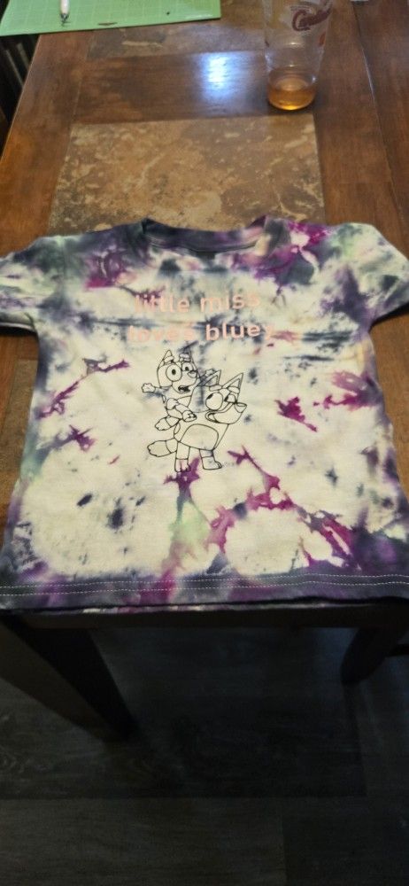 Little Miss Loves Bluey 4t Custom Tie Dye