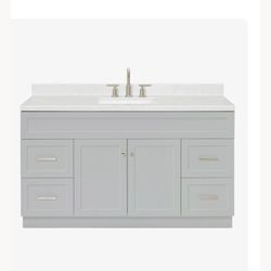 Brand New Ariel Solid Wood 60” Gray Vanity New