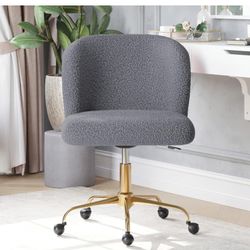 Modern Upholstered Boucle Desk Chair with Swivel 