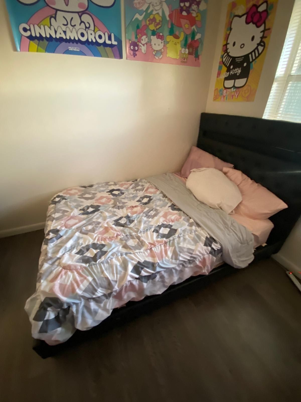 Black Leather Full Size Bed Frame