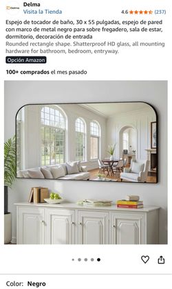 Delma 30x55 Black Metal Frame Wall Mirror
