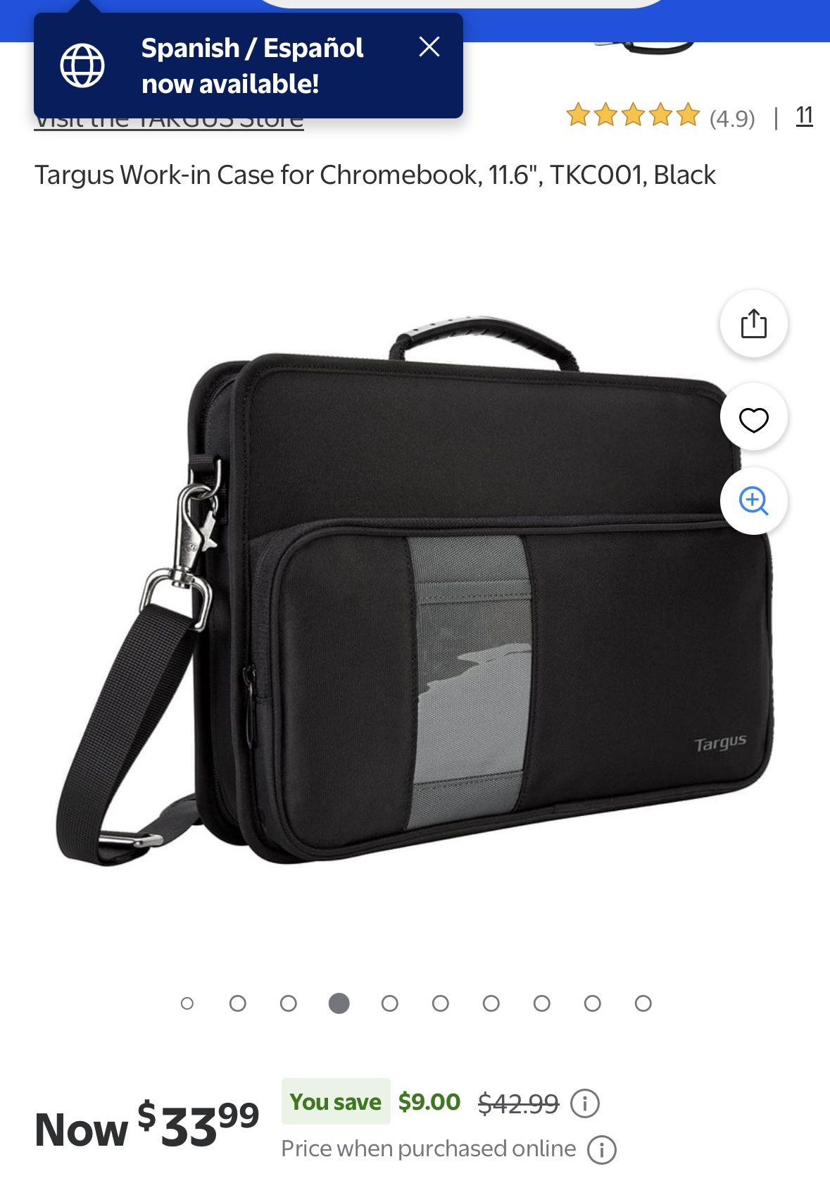 Targus Work-in Essentials Case for 11.6-Inch Laptop Chromebook, Black