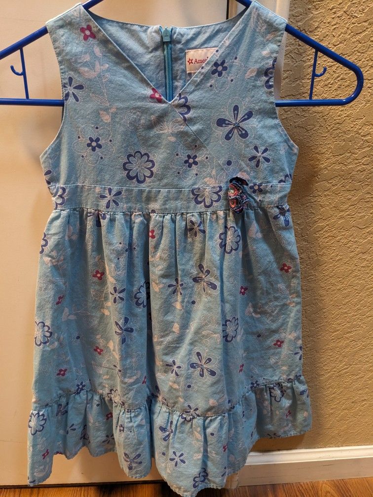 American Girl, Kanani Meet Dress For Girls Size 6, Blue, 100% Cotton