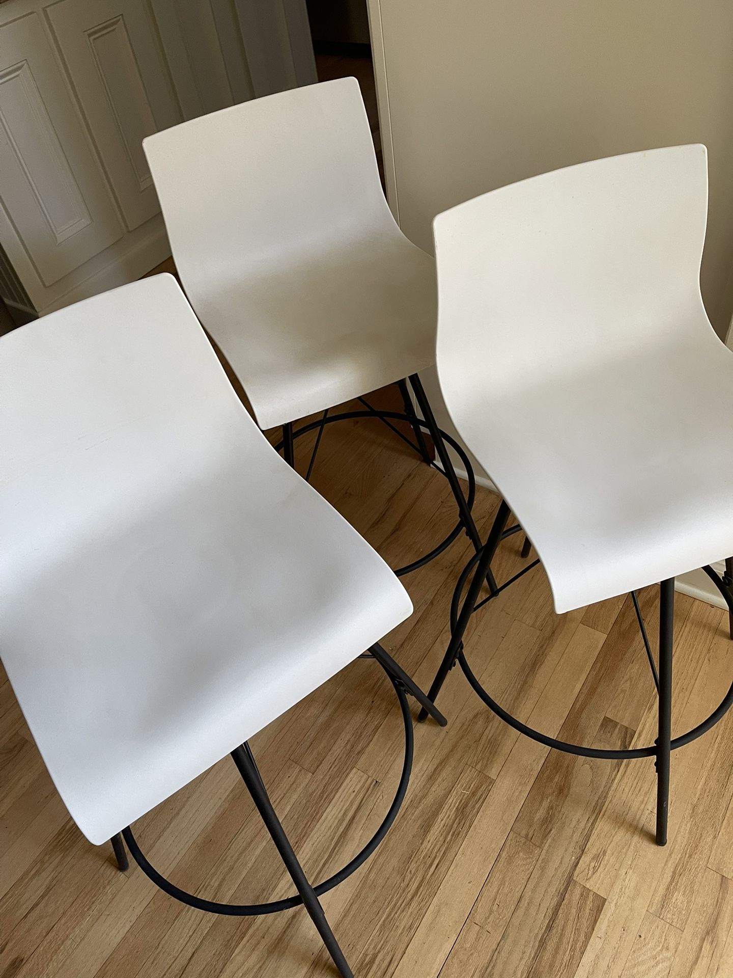 Set of 3 White Swivel Counter Height 26” Barstools