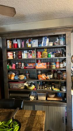 rustic gray wooden kitchen pantry