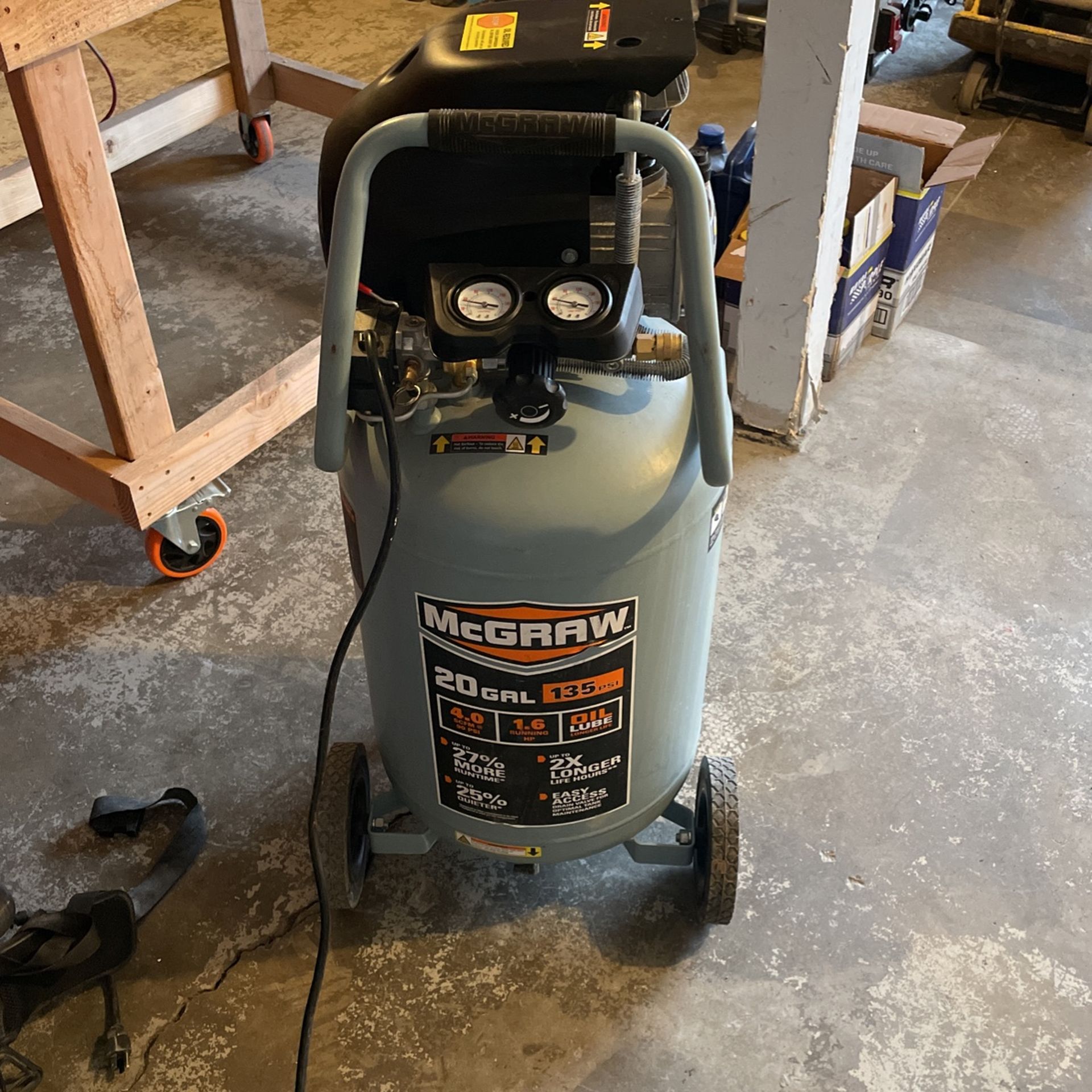 McGraw 20 Gallon 1.6 HP 135 PSI Oil Lube Vertical Air Compressor