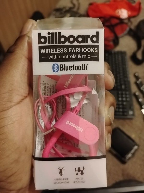 Billboard Wireless Bluetooth Earhooks Built-In Mic & Controls Pink