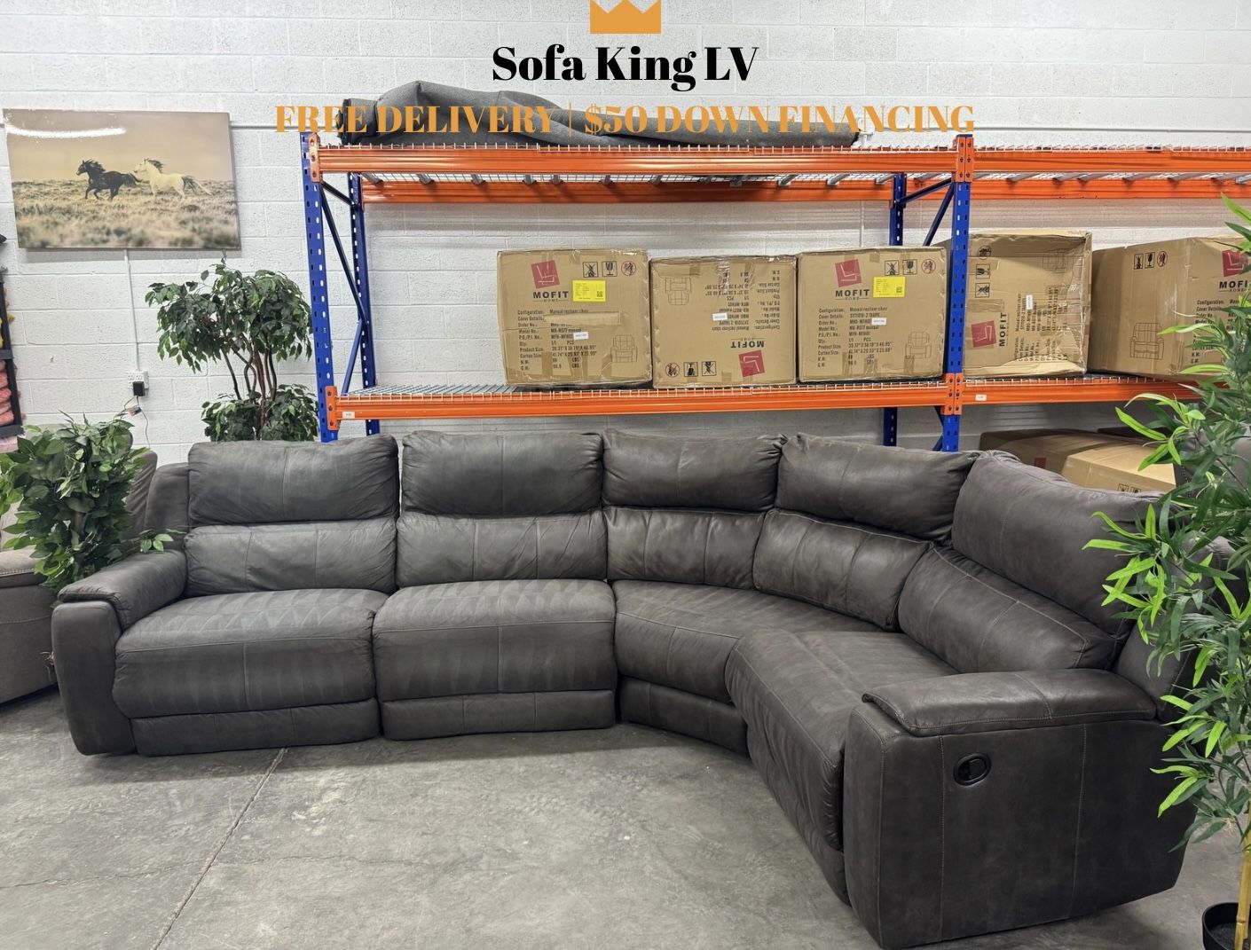 Free Delivery* Like New Gray Microfiber Sectional Sofa with Recliners!
