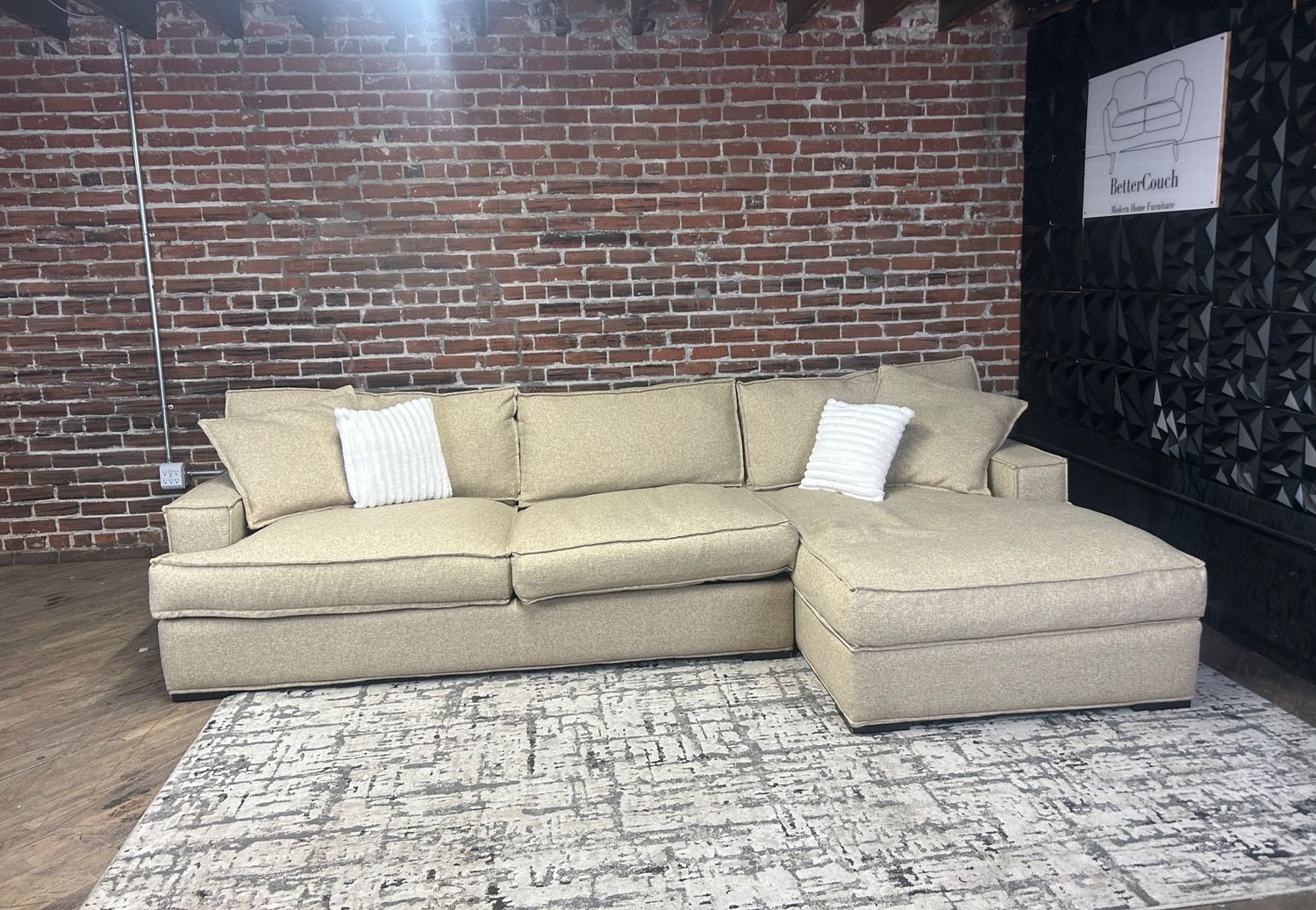 Free Delivery-Beige 2pc sectional sofa couch