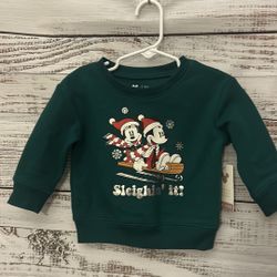 Nwt green Mickey and Minnie holiday sweatshirt from jumping beans size 12 months