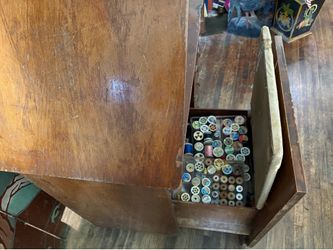 Rare Antique 15, 15K Singer Sewing Machine, Table, and Chair