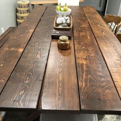 Customized coffee tables and barn tables. Benches included upon request.